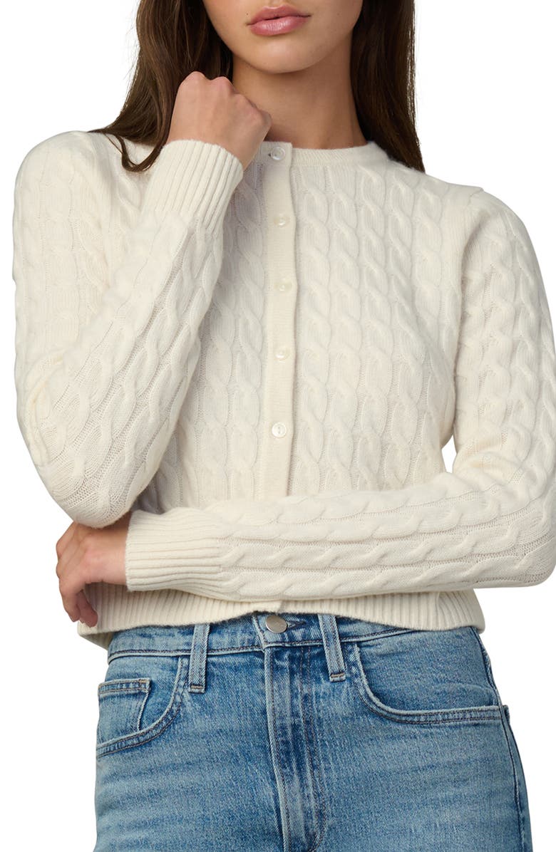 Joe's Jeans Dani Cable Cashmere Cardigan, Alternate, color, Ecru