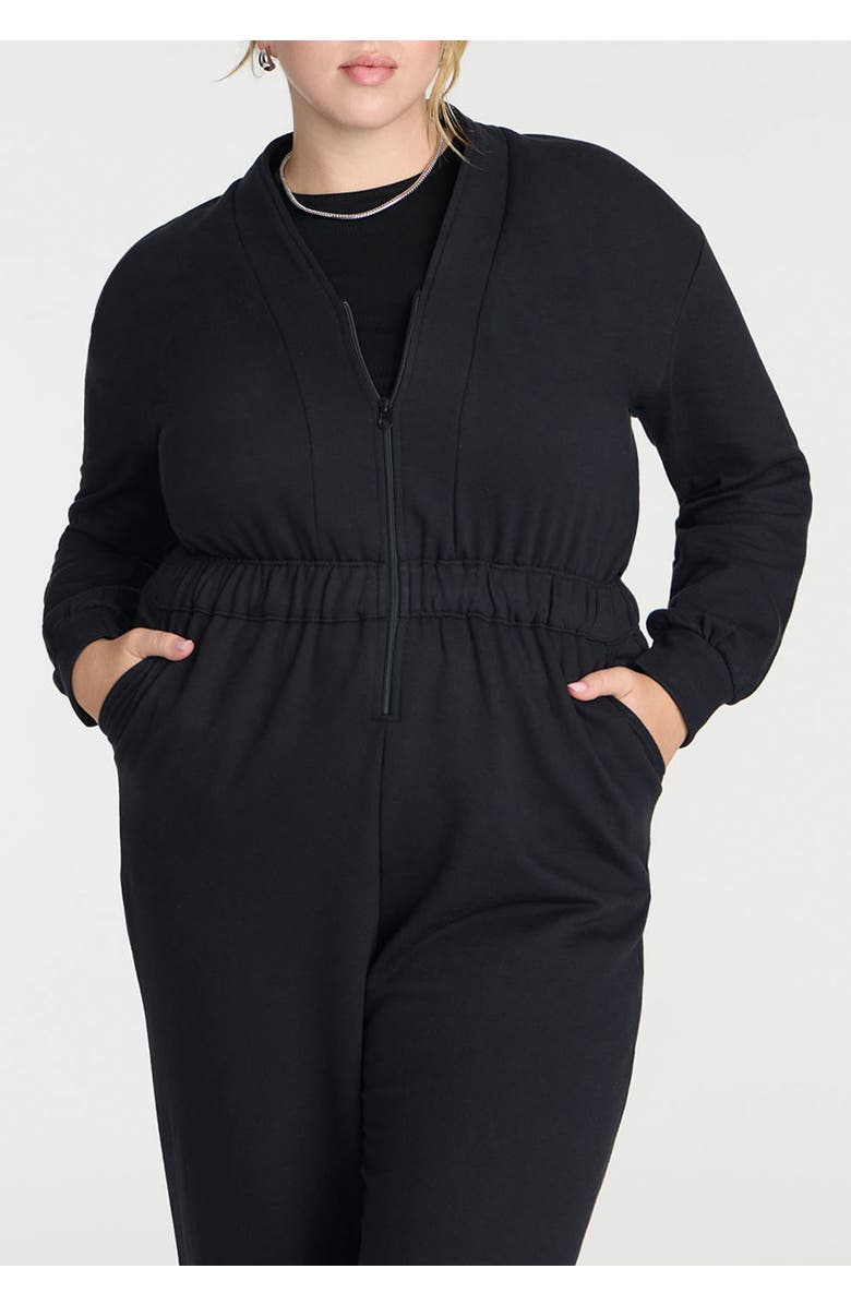ELOQUII Elements Knit Jumpsuit, Alternate, color, Black Onyx