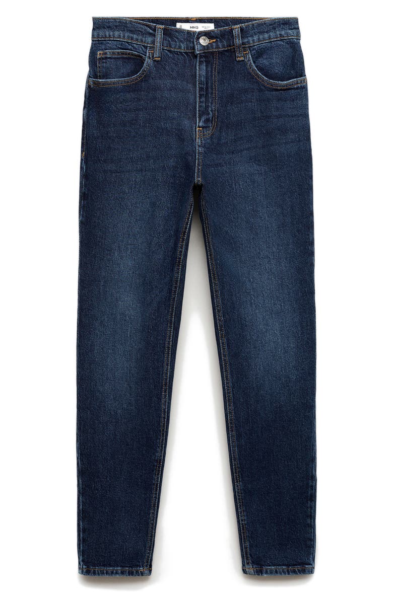 MANGO New Comfort High Waist Ankle Skinny Jeans, Alternate, color, Dark Blue