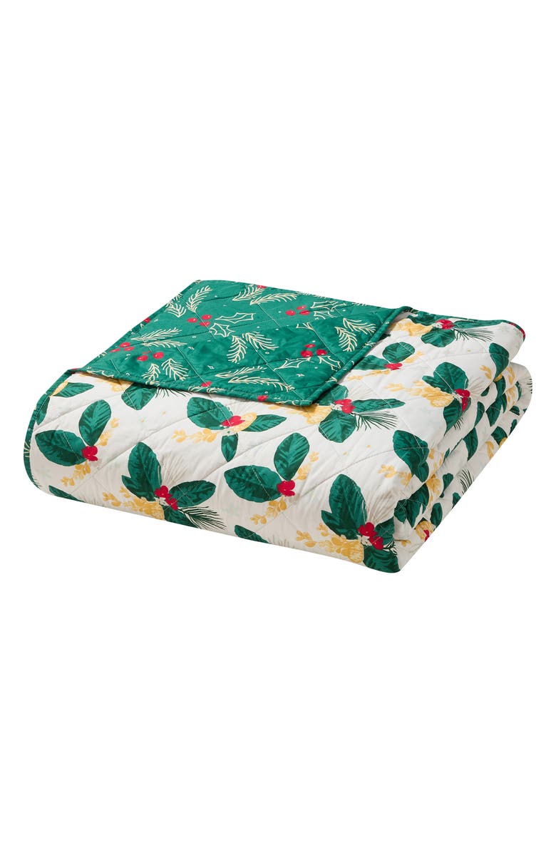 Hallmark Poinsettia 3-Piece Quilt Set, Alternate, color, White-Green