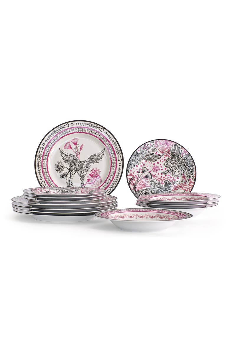 Marchesa Serengeti Porcelain 12-Piece Dinnerware Set, Multicolored, Main, color, Multicolored