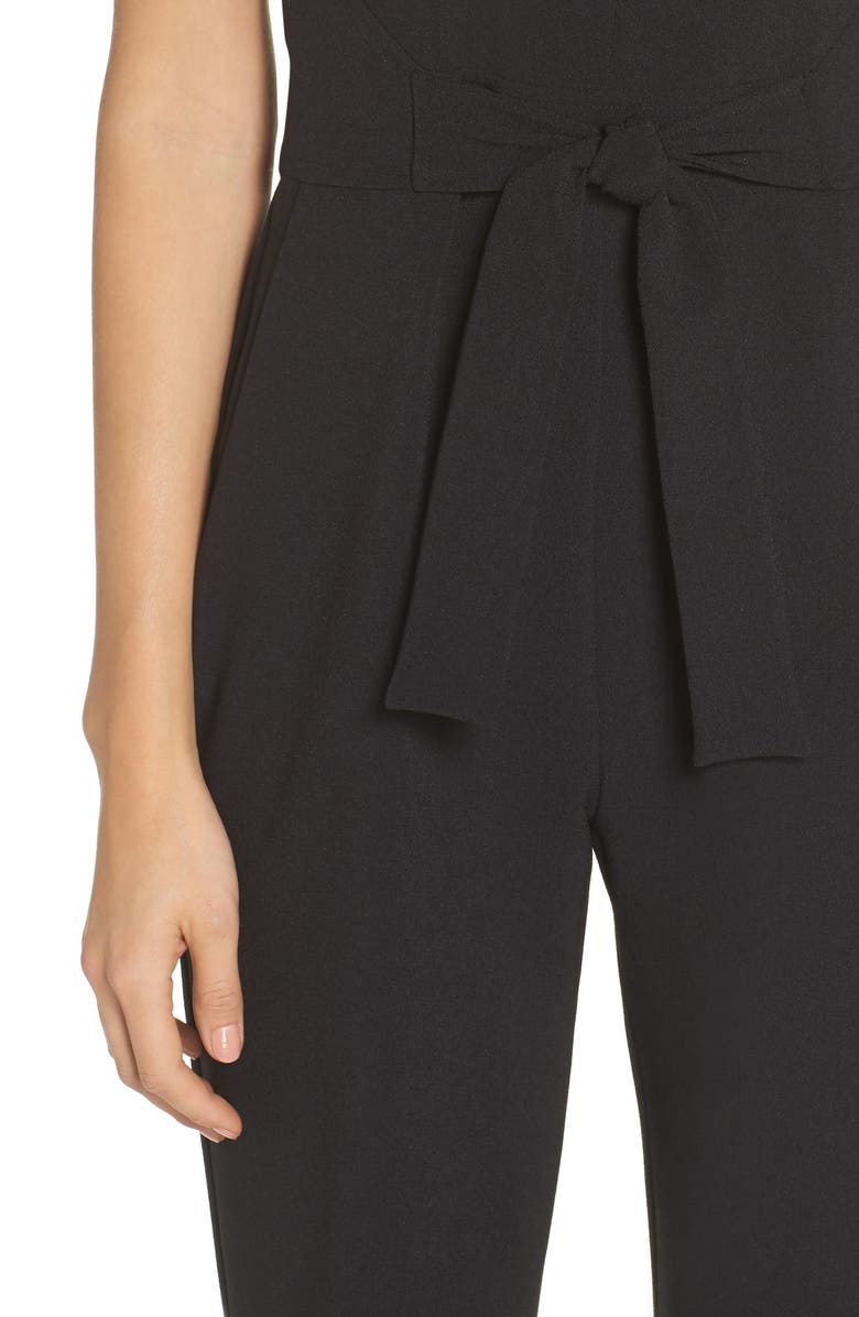 Vince Camuto Tie Waist Crepe Jumpsuit, Alternate, color, 