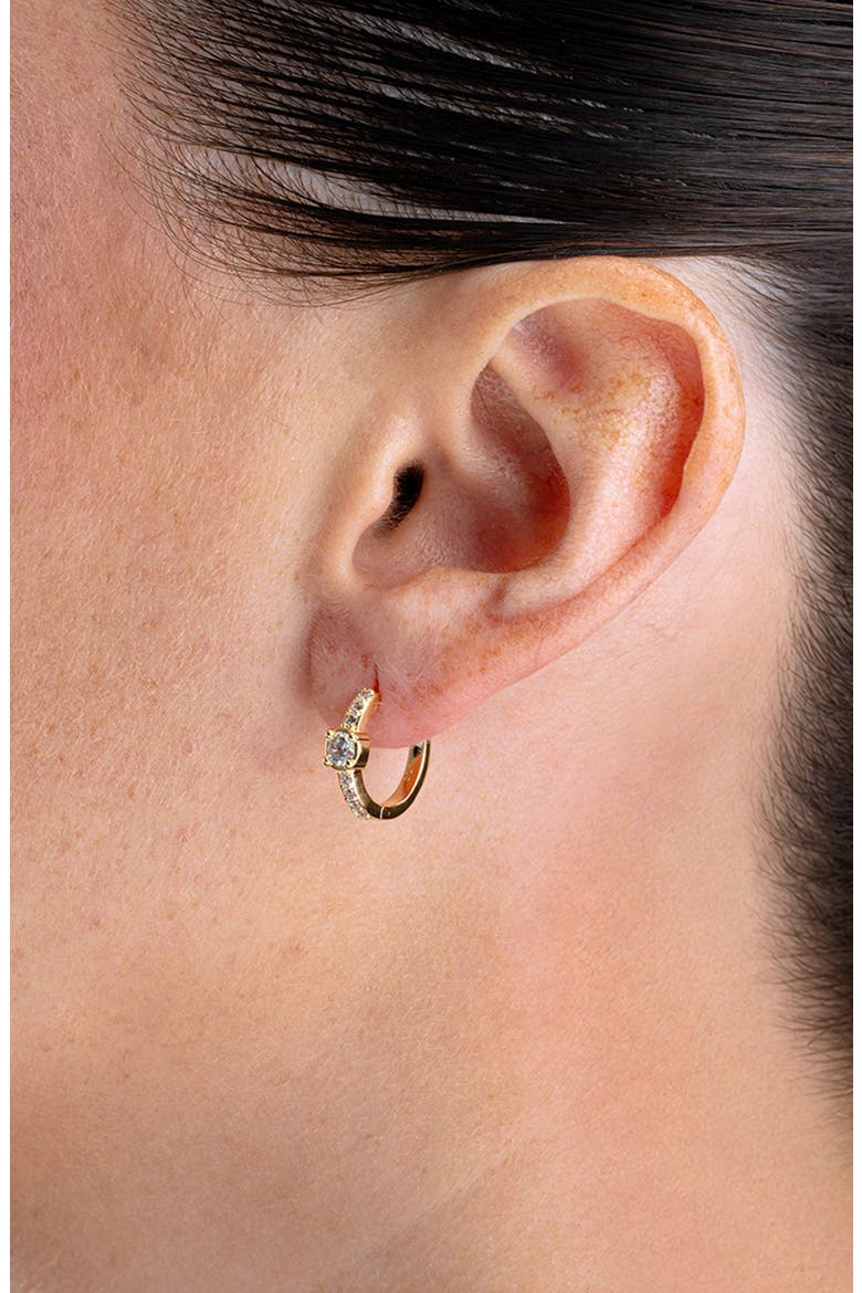 Pavé Cubic Zirconia Hoop Earrings, Alternate, color, GOLD