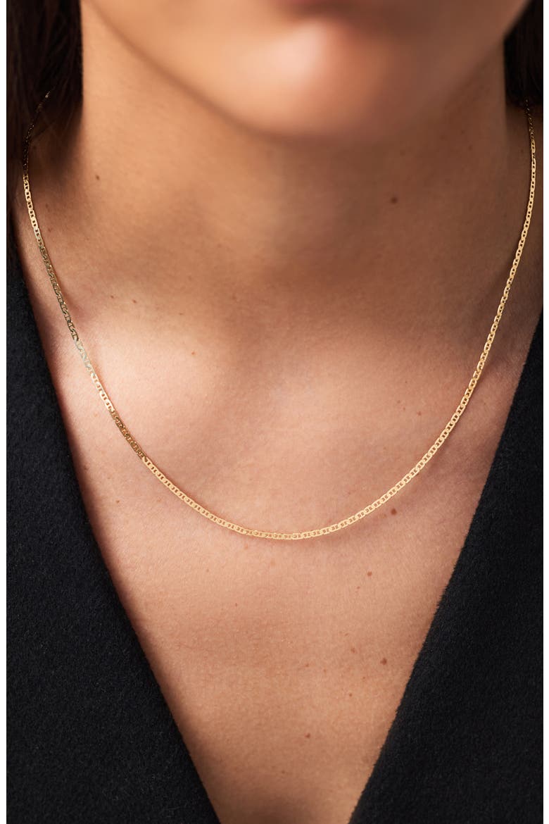 Solid Yellow Gold - Flat Mariner Chain Necklace, Alternate, color, Gold