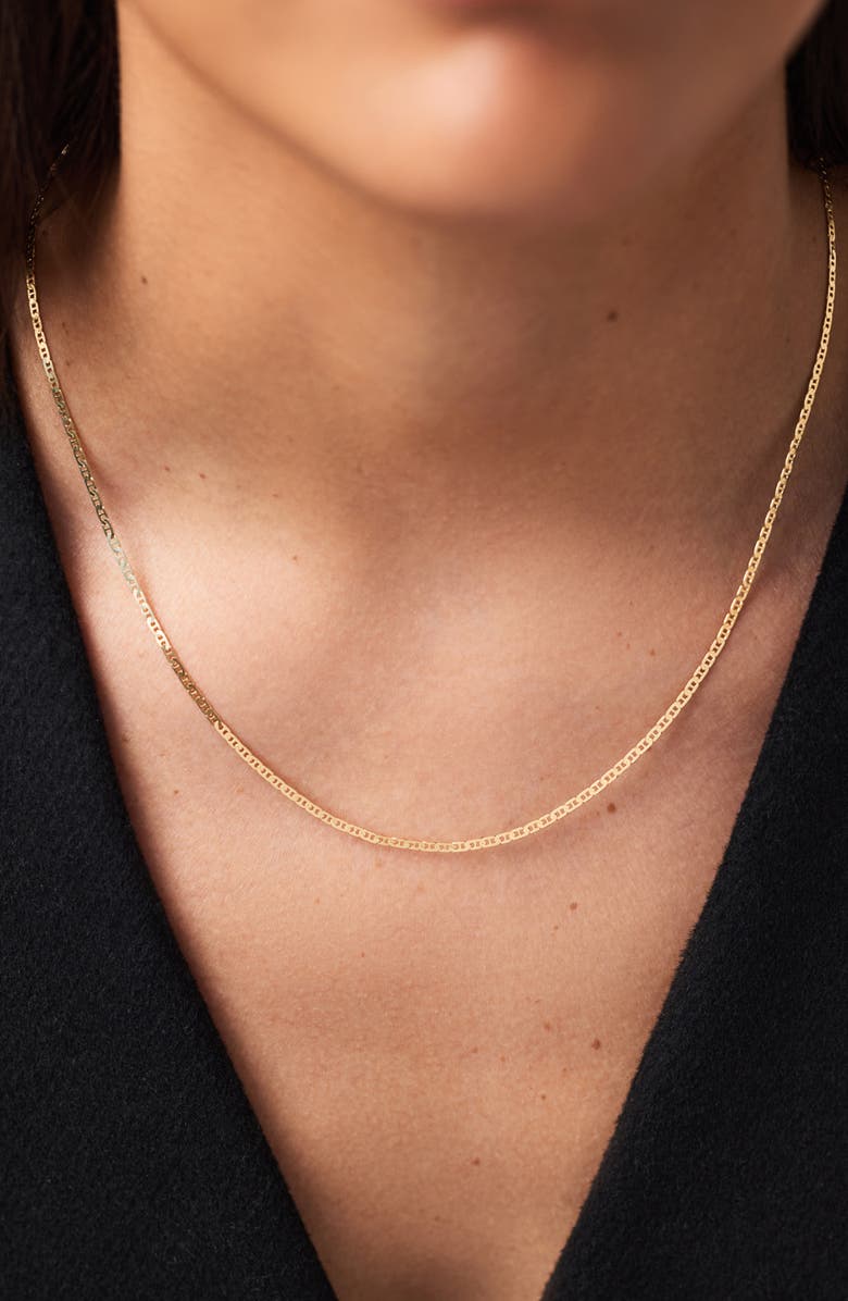 Ana Luisa Solid Yellow Gold - Flat Mariner Chain Necklace, Alternate, color, Gold