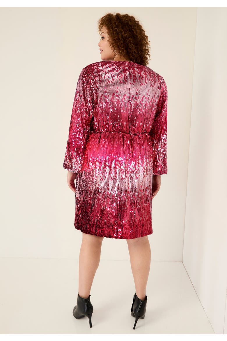 Sequin Mockneck Dress, Alternate, color, CHERRY