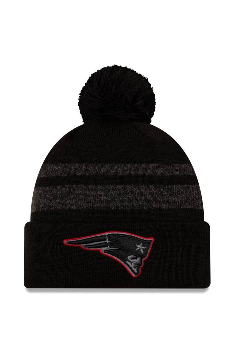 New Era Men's New Era Black New England Patriots Dispatch Cuffed Knit Hat With Pom, Main, color, 