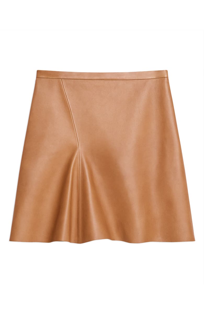 Theory Side Flounce Leather Miniskirt, Alternate, color, Bright Cognac