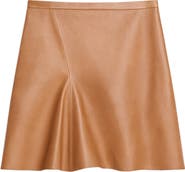 Theory Side Flounce Leather Miniskirt