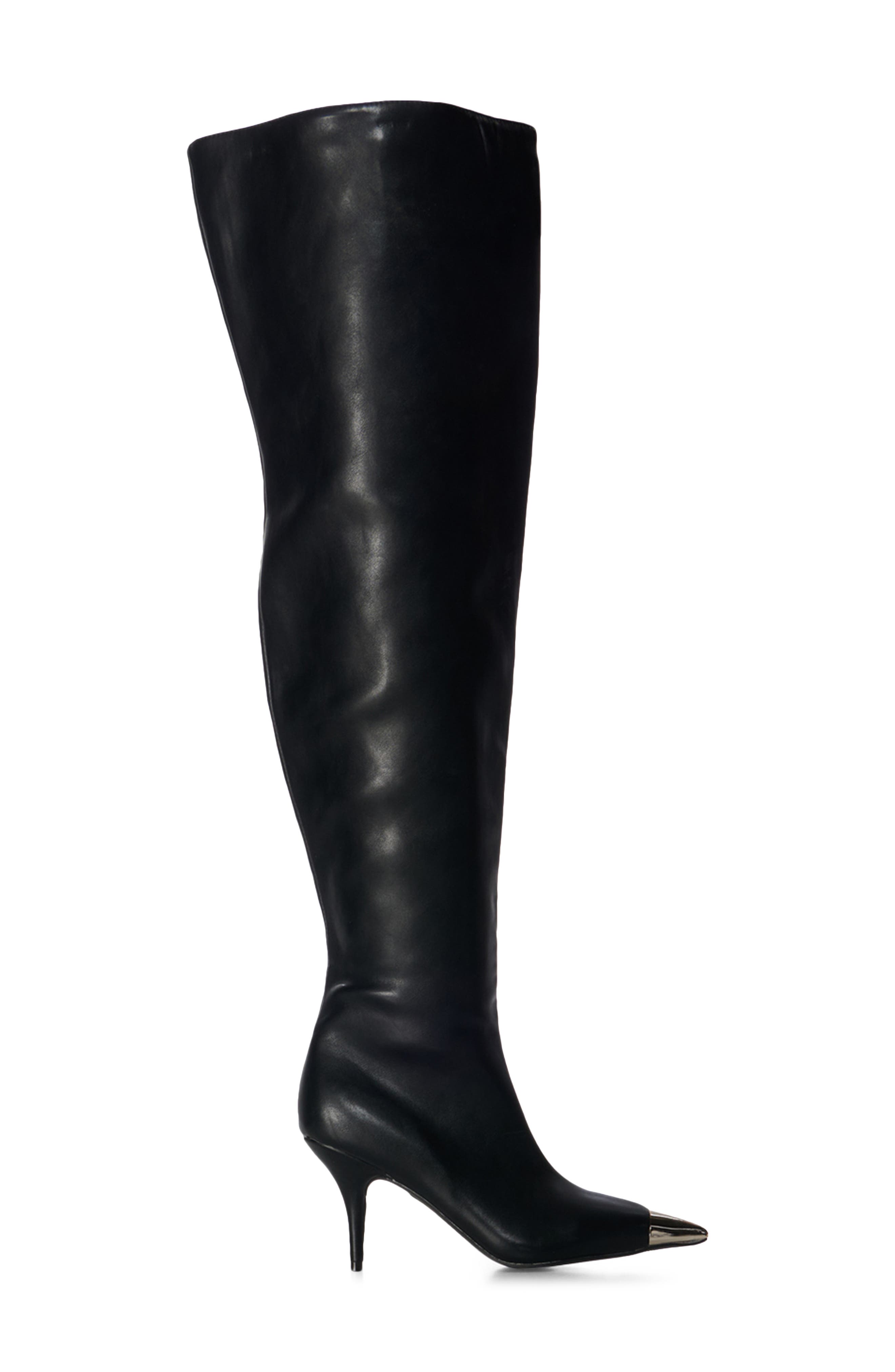 AZALEA WANG Donato Pointed Toe Over the Knee Boot, Alternate, color, Black