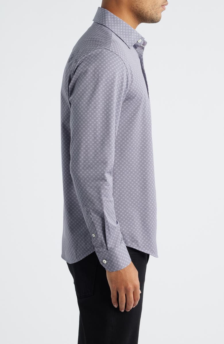 Bugatchi James OoohCotton<sup>®</sup> Mosaic Print Twill Button-Up Shirt, Alternate, color, Eggplant