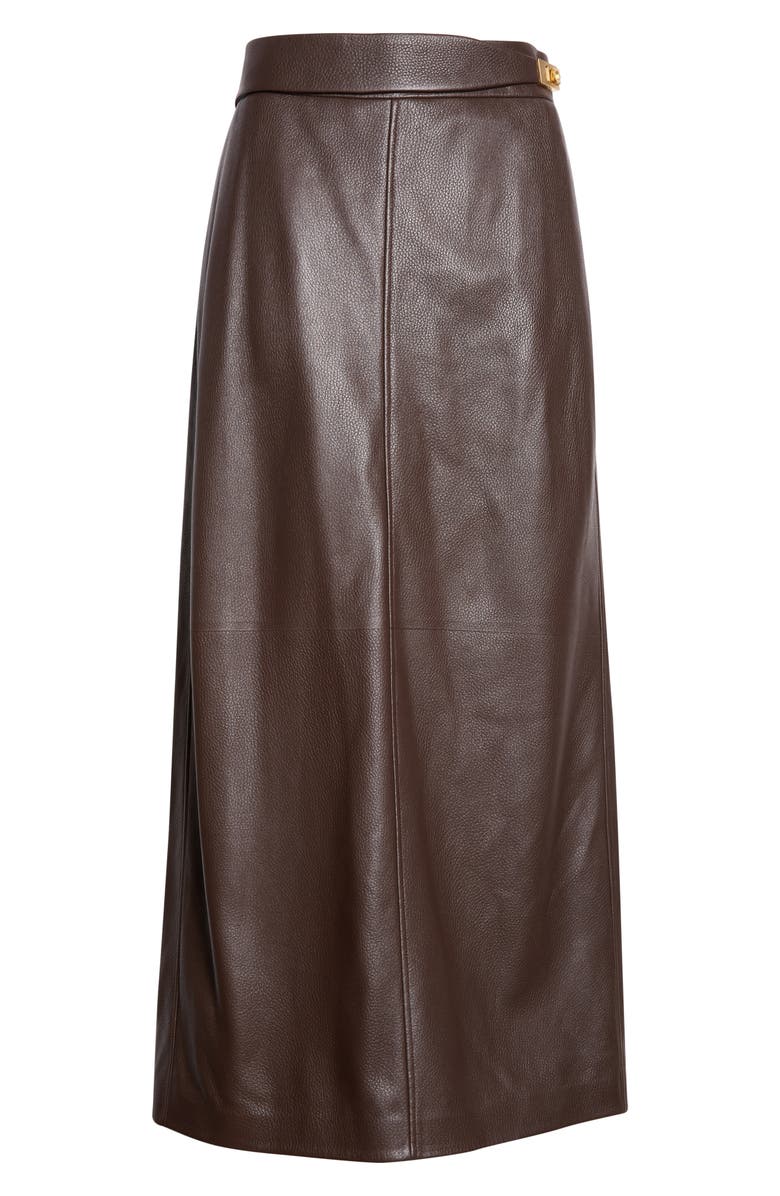 FERRAGAMO Leather Maxi Skirt, Alternate, color, Expresso