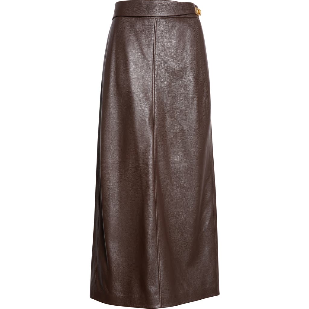 Ferragamo Leather Maxi Skirt In Brown