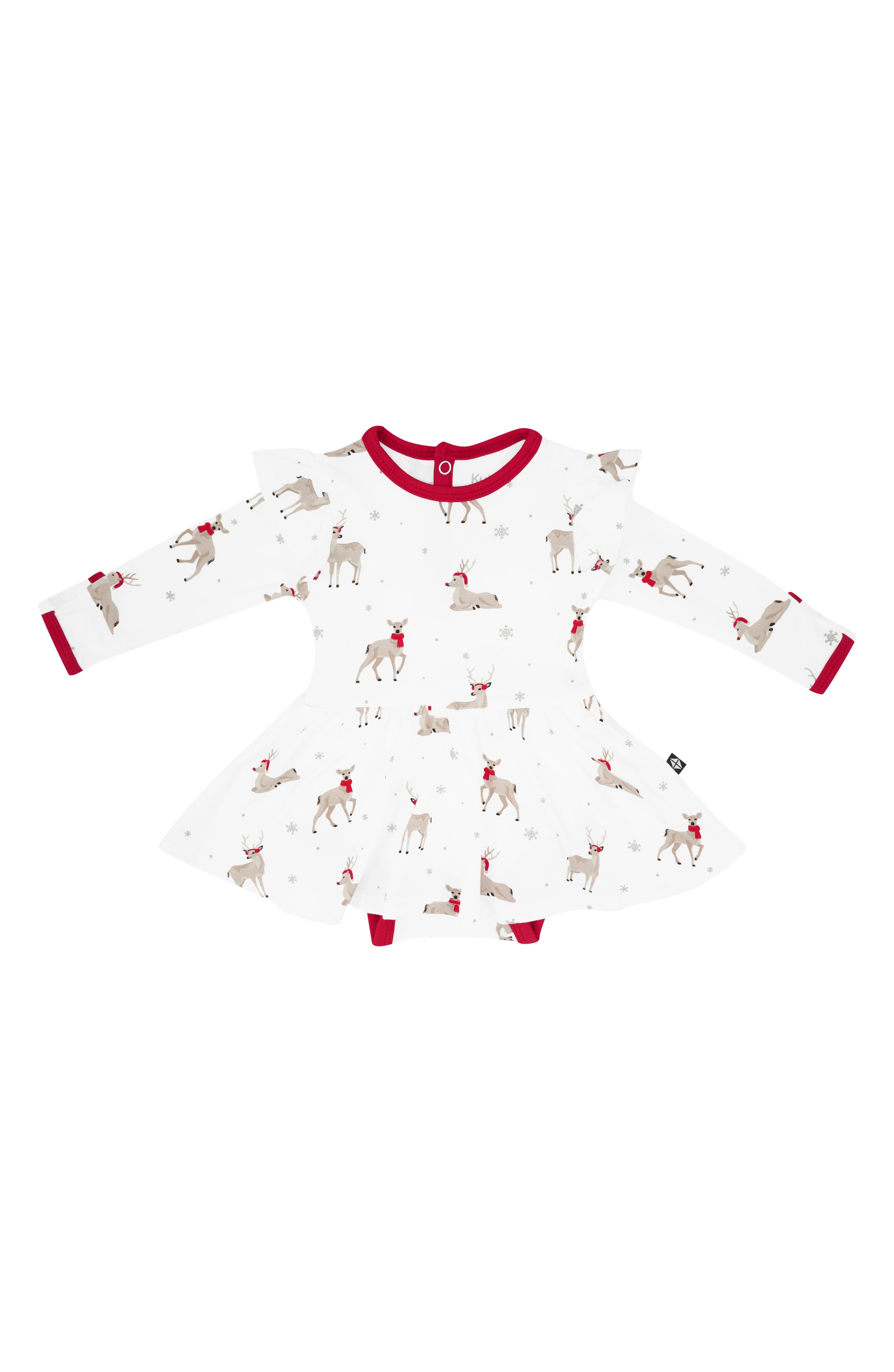 Kyte BABY Cloud Deer Long Sleeve Skirted Bodysuit