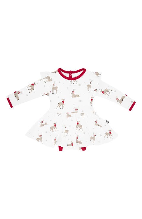 Cloud Deer Long Sleeve Skirted Bodysuit (Baby)