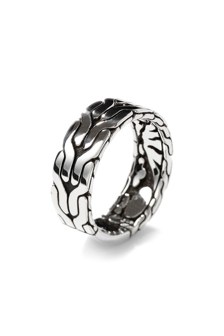 Carved Chain Band Ring, Sterling Silver, Alternate, color, SILVER