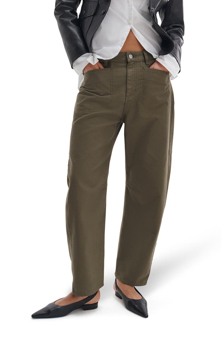 Stevie Tapered Stretch Cotton Utility Pants, Main, color, OLIVE