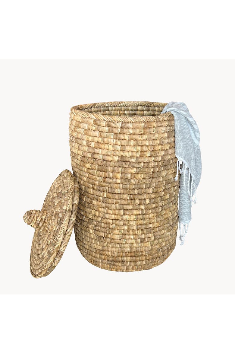 Palm Laundry/Storage Hamper with Lid, Alternate, color, Natural