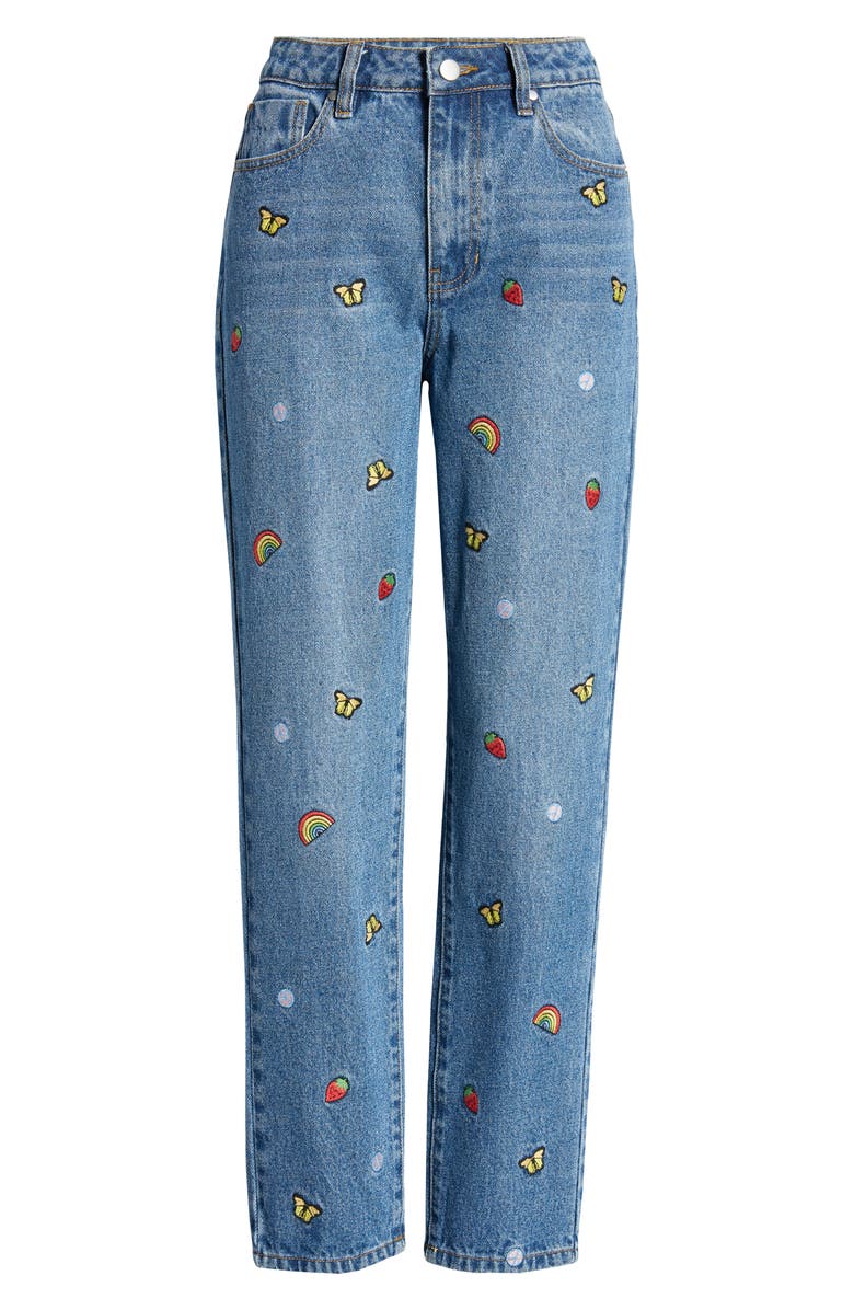 BP. Mixed Embroidery Mom Jeans, Alternate, color, 