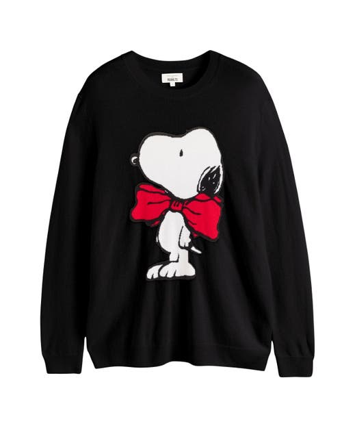 Chinti & Parker Wool-cashmere Bow Tie Snoopy Sweater In Black