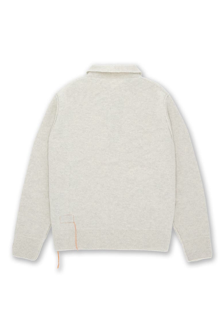 Yale Wool Sweater with Collar and Zip, Alternate, color, Melange Grey