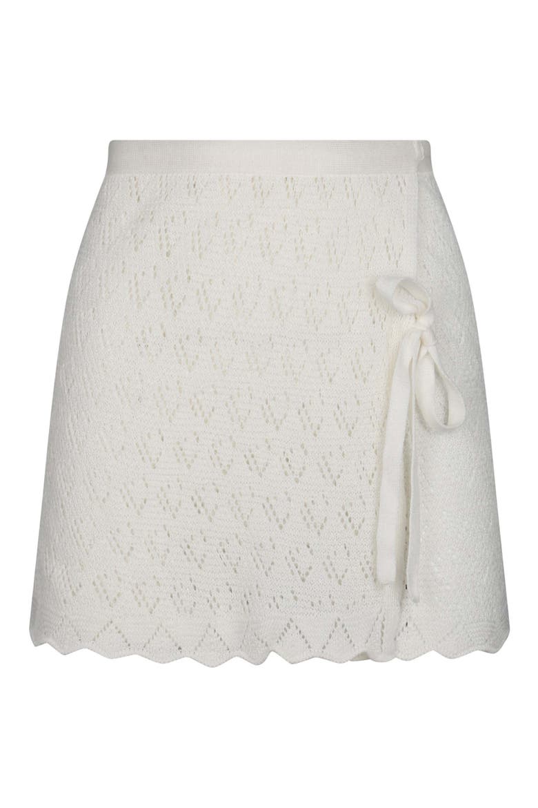 Kaia Openwork Crochet Cover-Up Miniskirt, Alternate, color, IVORY