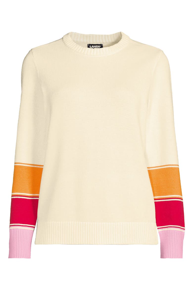 Cotton Drifter Crew Neck Sweater - Embroidered, Alternate, color, Fresh Ivory Stripe