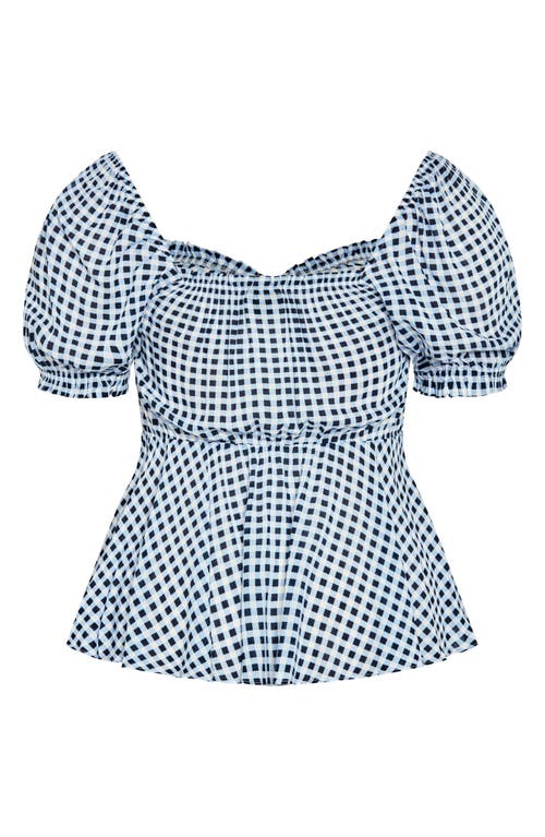 City Chic Isobel Gingham Puff Sleeve Peplum Top