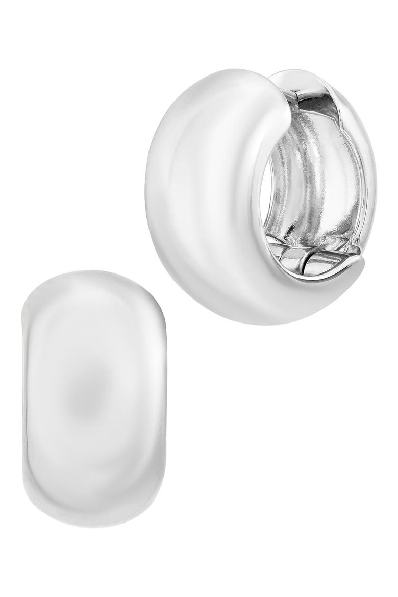Rounded Wide Huggie Hoop Earrings, Main, color, WHITE