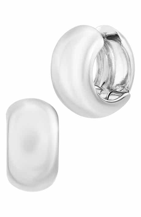 Rounded Wide Huggie Hoop Earrings
