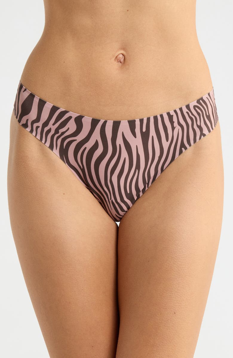 MeUndies Dreamseam Thong, Main, color, Blush Zebra