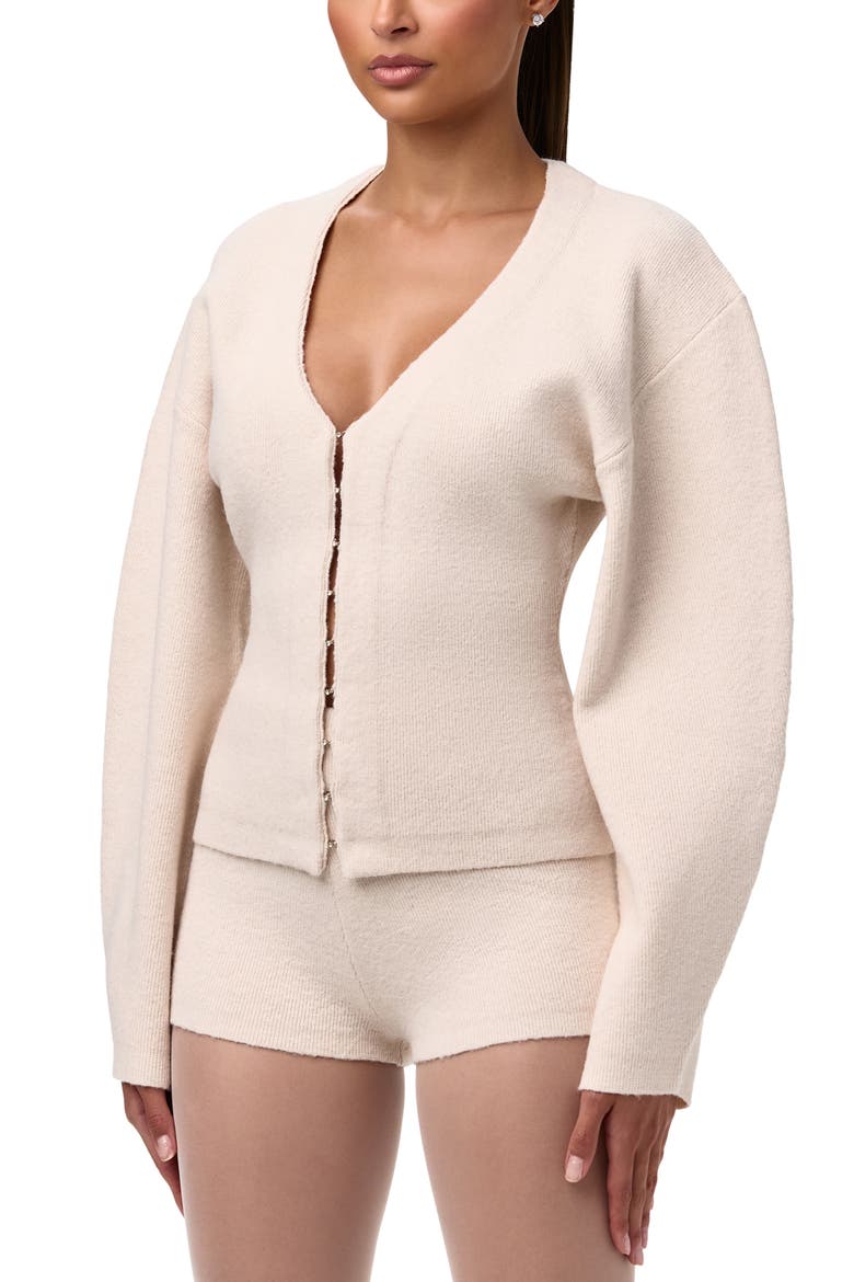 V-Neck Cardigan, Alternate, color, BONE