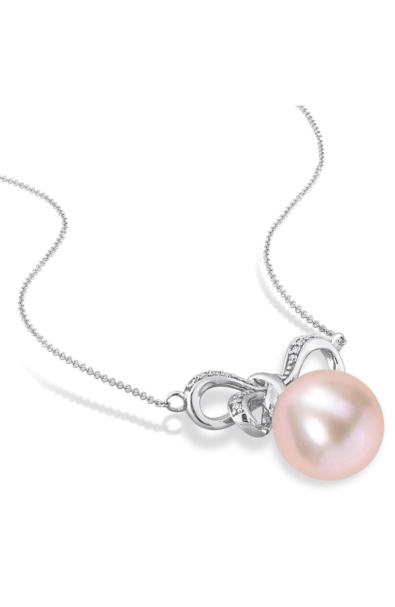Julianna B. Pink Cultured Pearl & Diamond Bow Necklace 10k, Alternate, color, Pearl