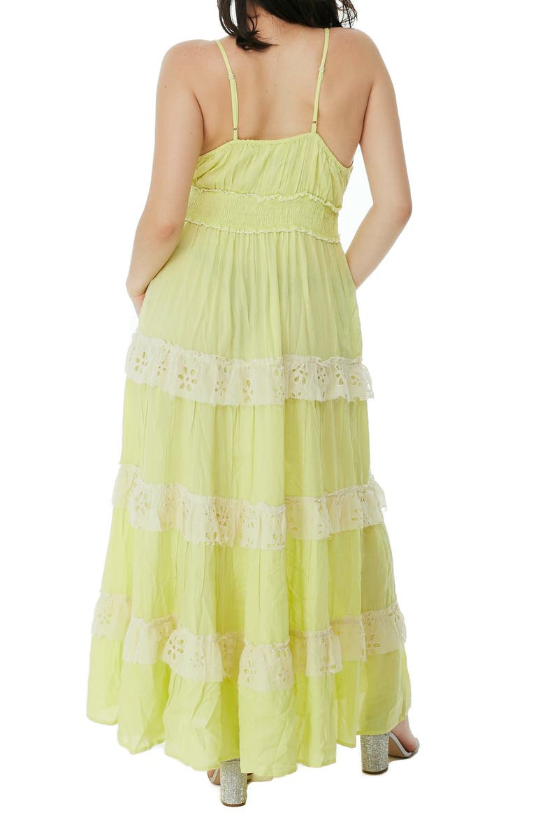 RANEES Embroidered Tie Neck Maxi Dress, Alternate, color, Neon Green