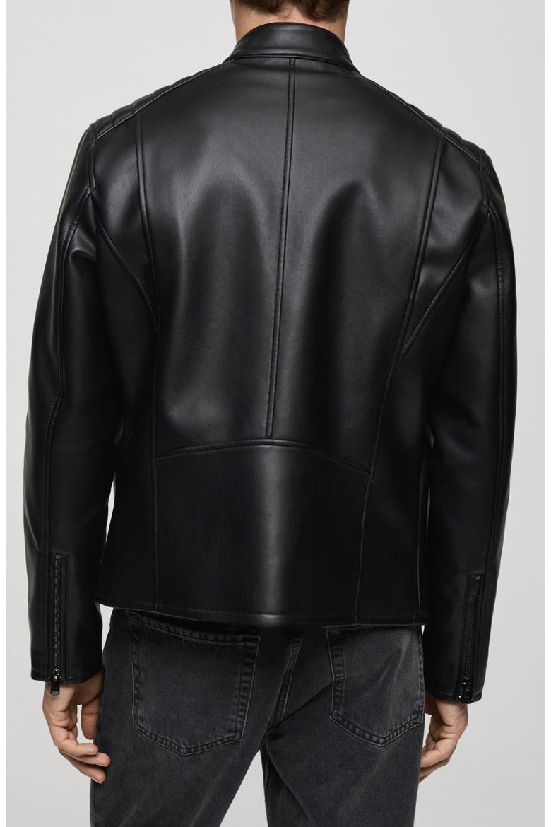 Faux Leather Biker Jacket, Alternate, color, BLACK