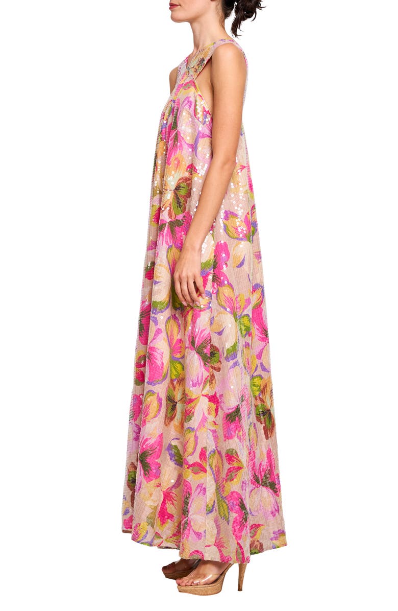 CIEBON Chaka Floral Sequin Maxi Dress, Alternate, color,