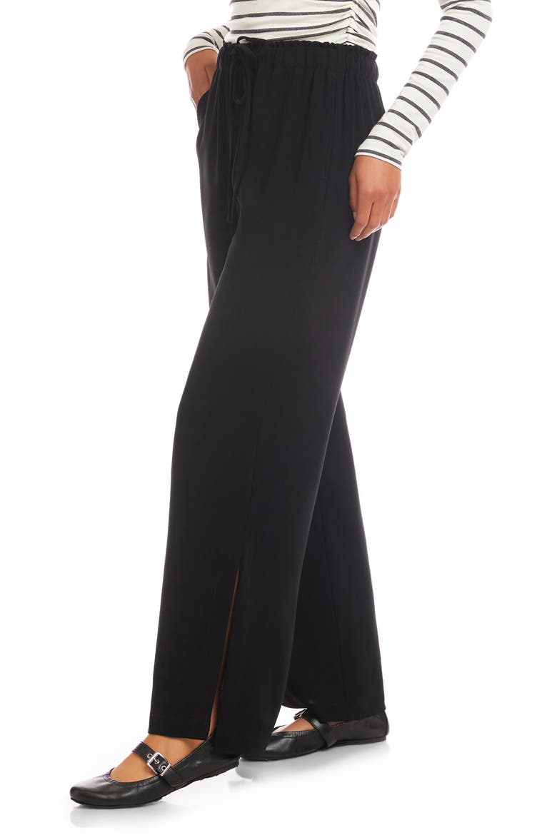 Helen Jersey Drawstring Wide Leg Pants, Alternate, color, BLACK