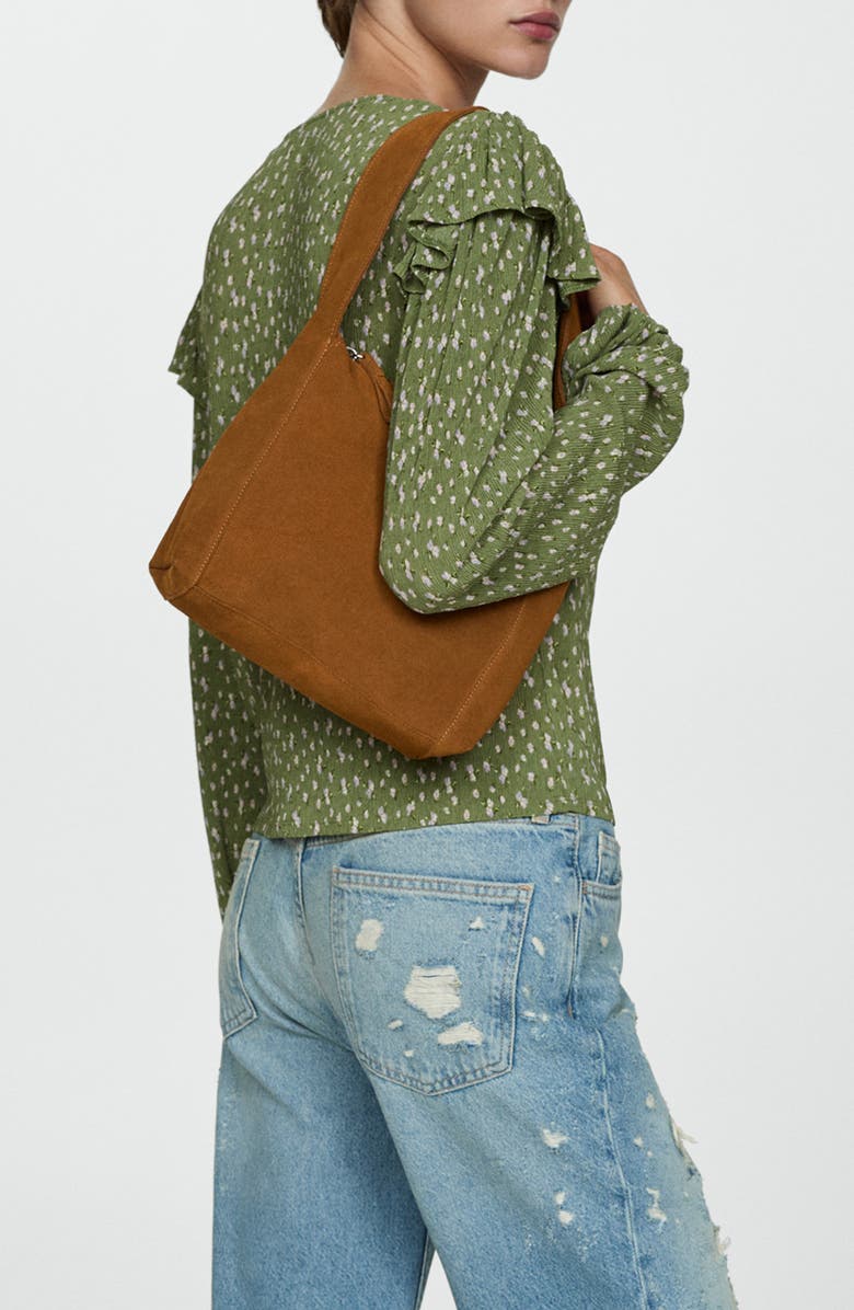 MANGO Ruffle Top, Alternate, color, Green