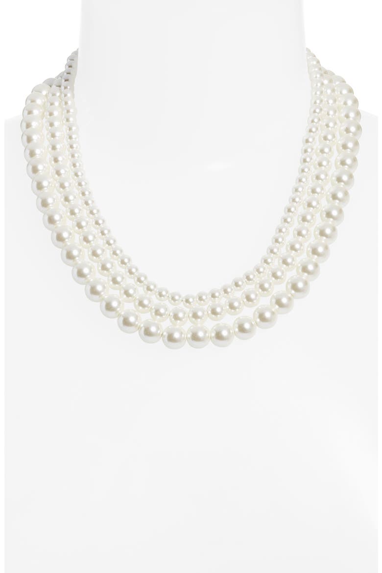 Graduated Imitation Pearl 18-Inch Collar Necklace, Alternate, color, WHITE- GOLD