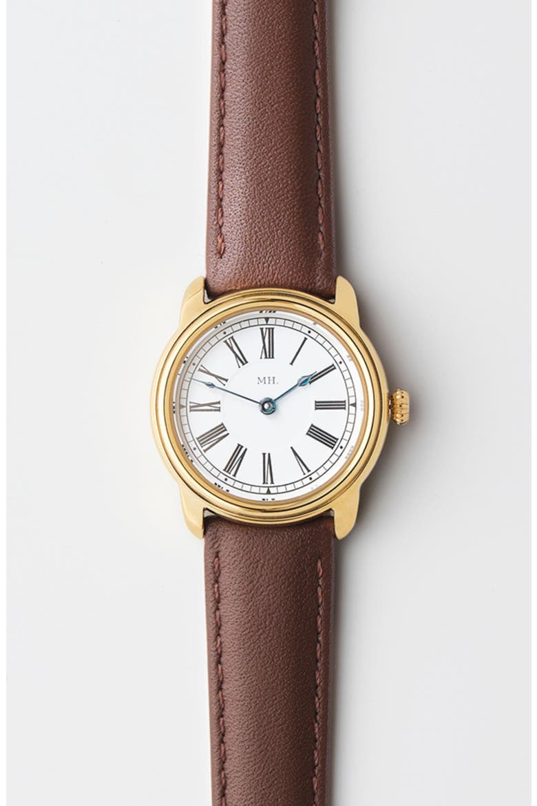 The Harriet Petite Vintage Watch, Main, color, Gold Watch - Brown Strap