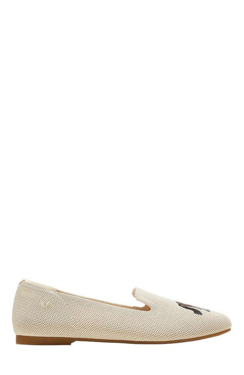 Round-Toe Embroidered Loafers (Audrey)