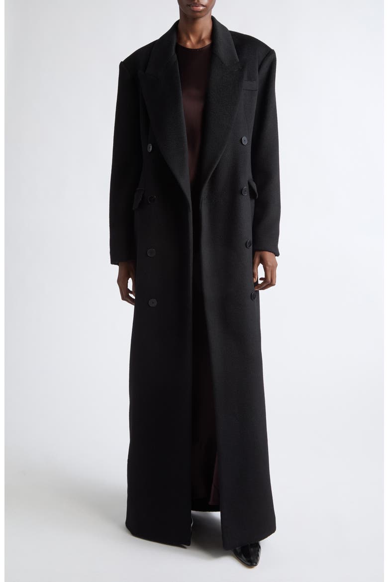 Pascal Double Breasted Camel Hair Coat, Alternate, color, BLACK