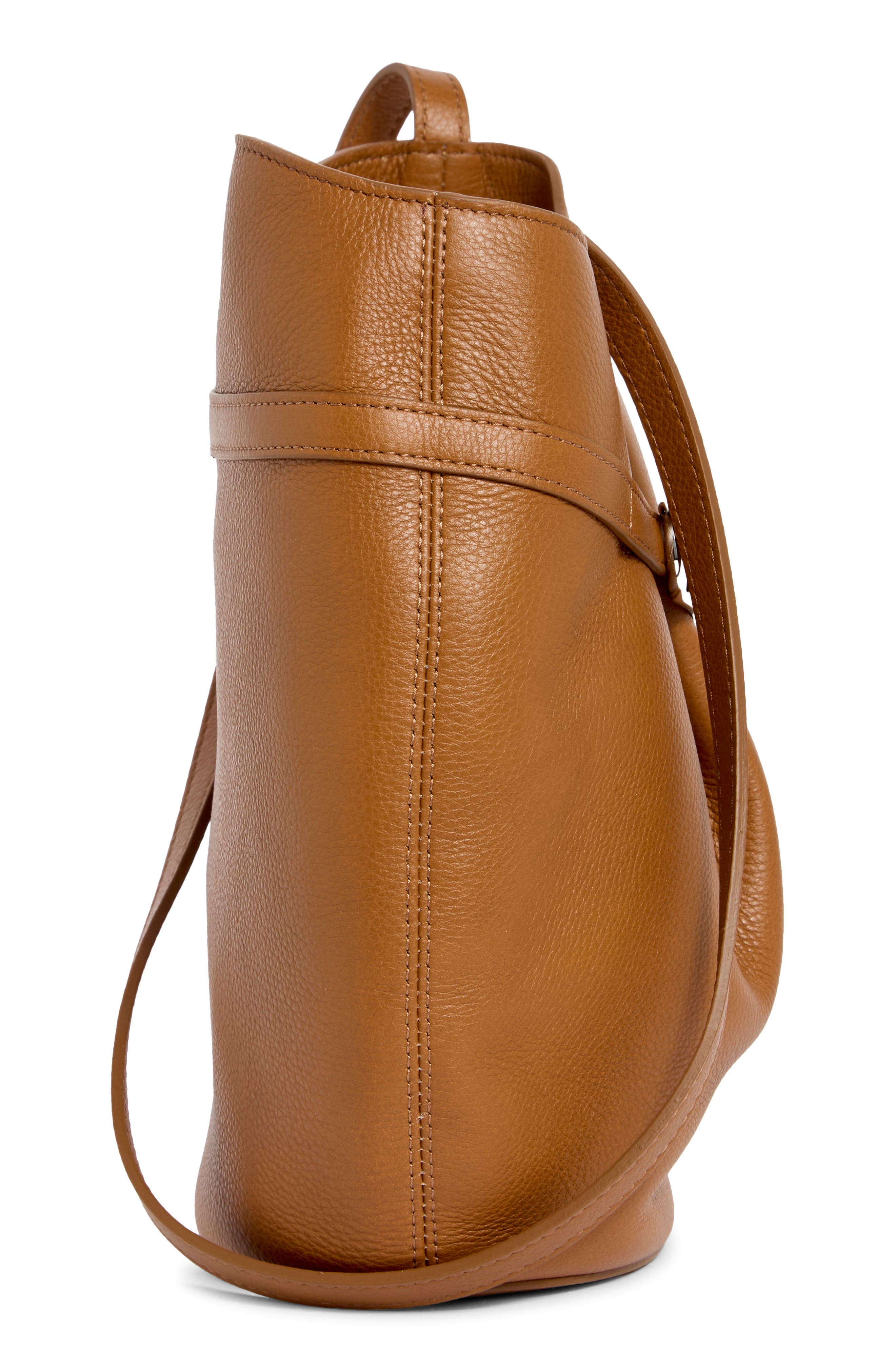 LIFFNER Medium Belted Leather Bucket Bag, Alternate, color, Saddle Brown