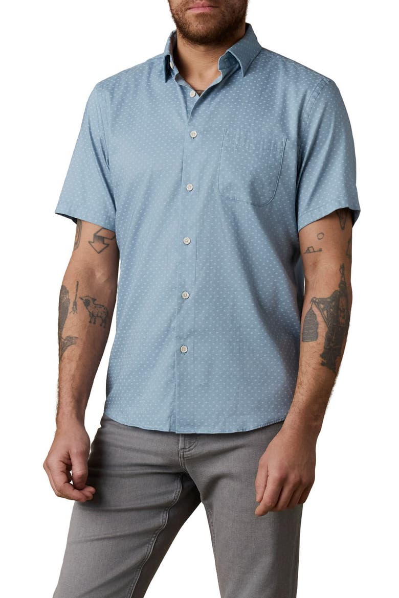 Movement Monterrey Short Sleeve Button-Up Shirt, Main, color, TEAL SHELL BEACH