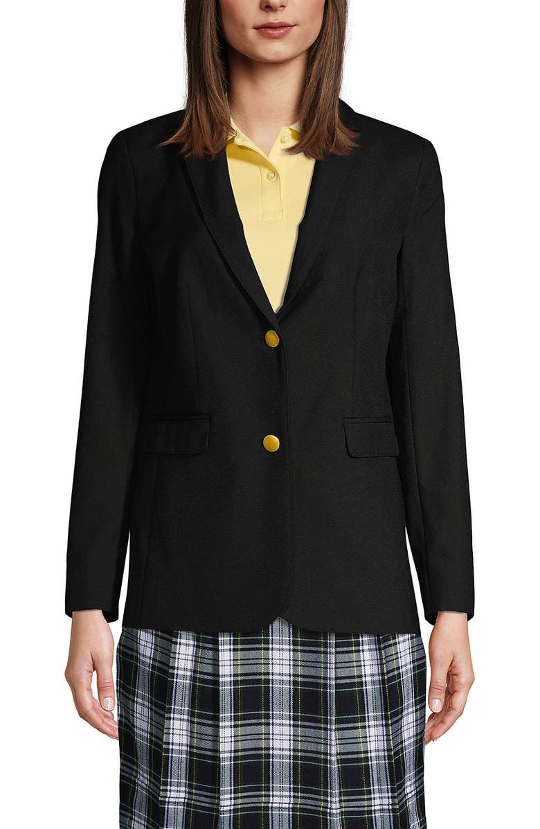 Lands' End School Uniform Hopsack Blazer, Main, color, Black