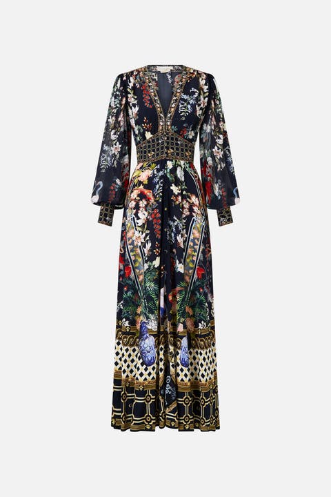 Shaped Waistband Dress With Gathered Sleeves Palacio Poetry
