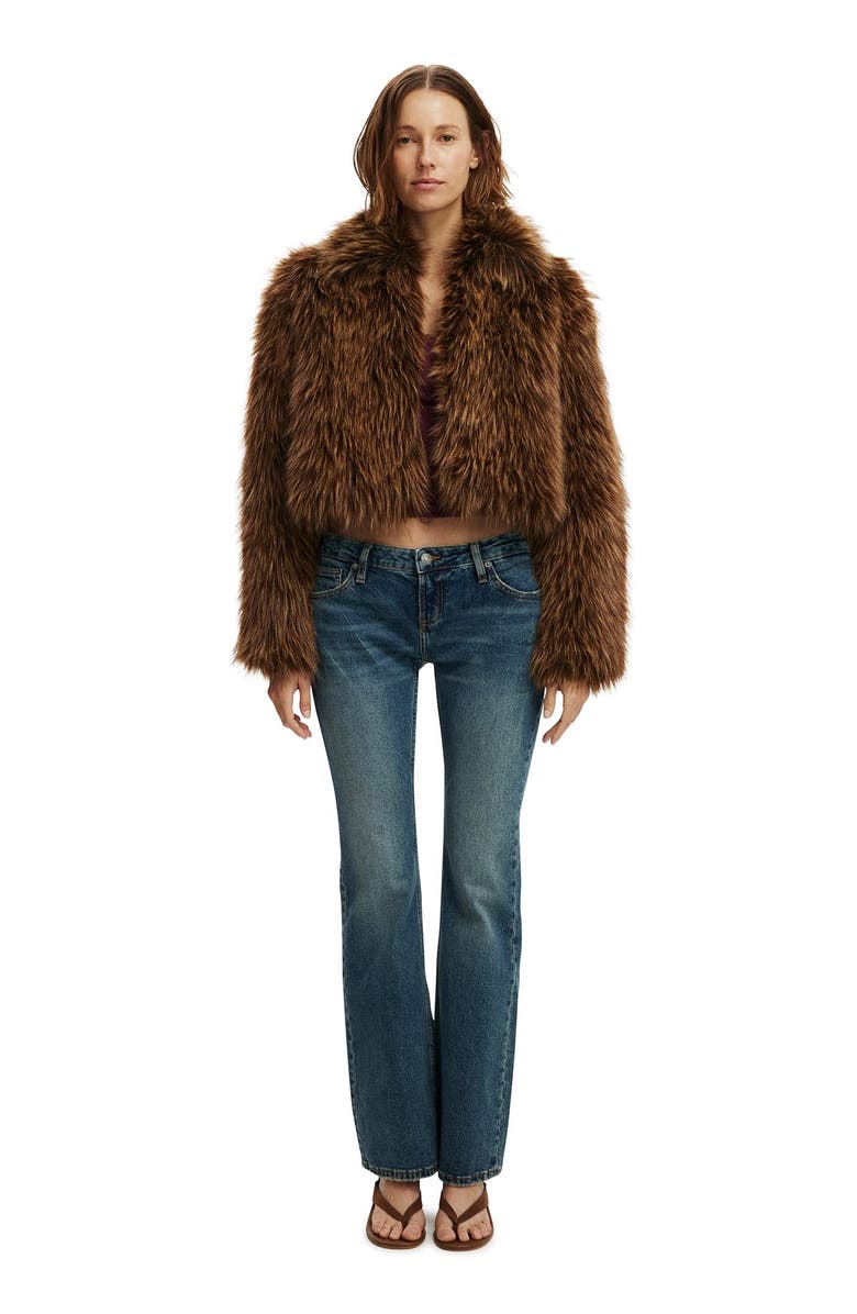 Cotton On Women's Gigi Faux Fur Jacket, Alternate, color, Walnut