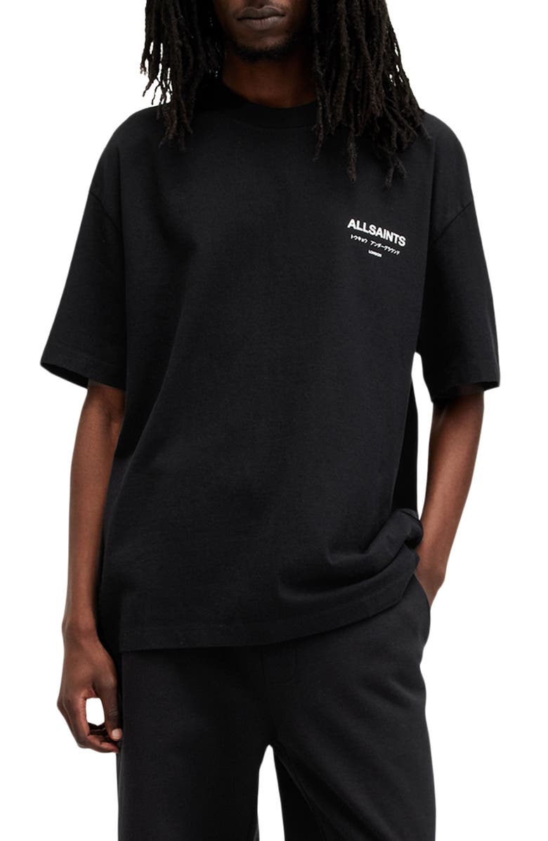 AllSaints Underground Oversize Graphic T-Shirt, Main, color, Jet Black