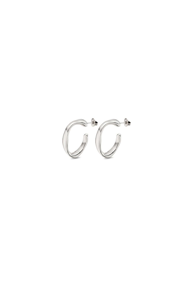Sterling silver-plated wide hoop earrings, Alternate, color, Silver
