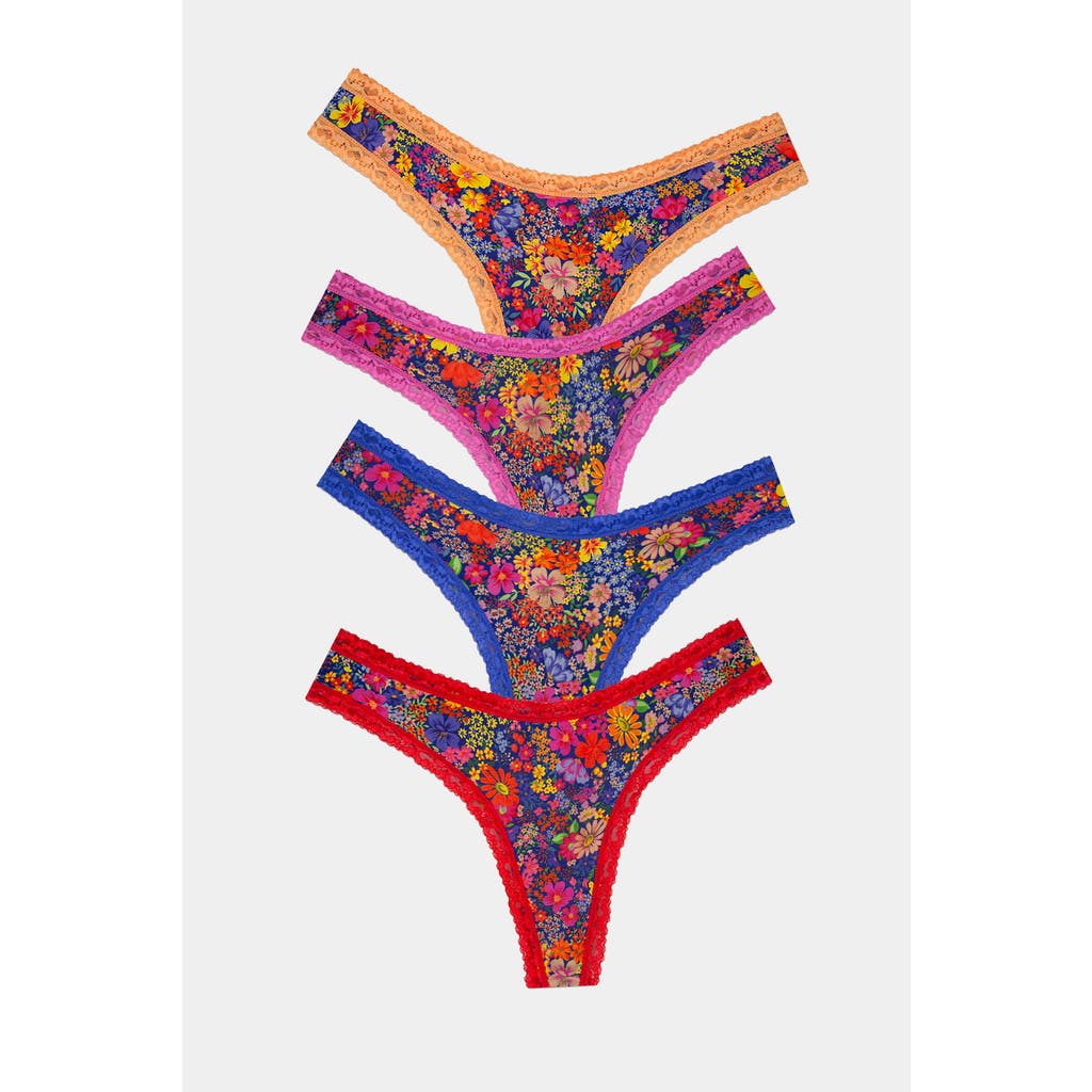 Stripe & Stare Thong Four Pack In Full Bloom